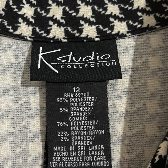 K Studio Collection Women’s Black & White Houndstooth Print Blazer Jacket Sz-12 - Picture 4 of 6